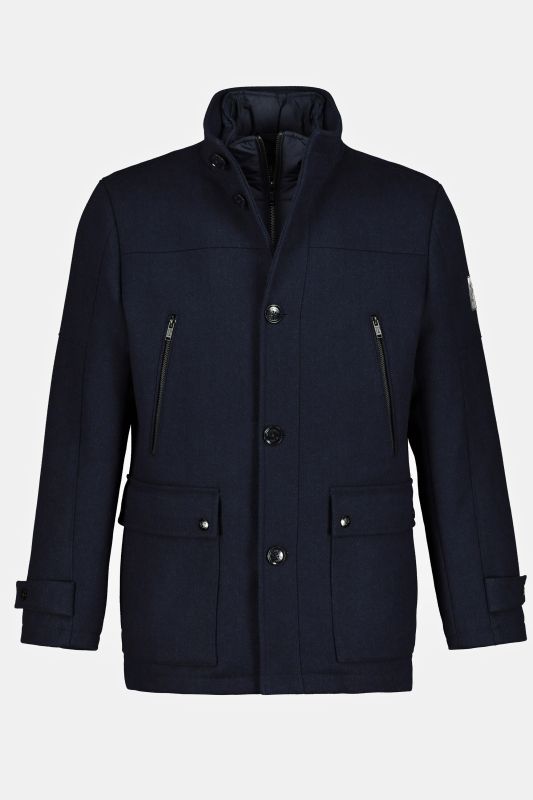 Wool blend jacket, water-repellent, herringbone insert, stand-up collar