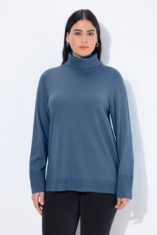 Turtleneck Ribbed Trim Long Sleeve Sweater