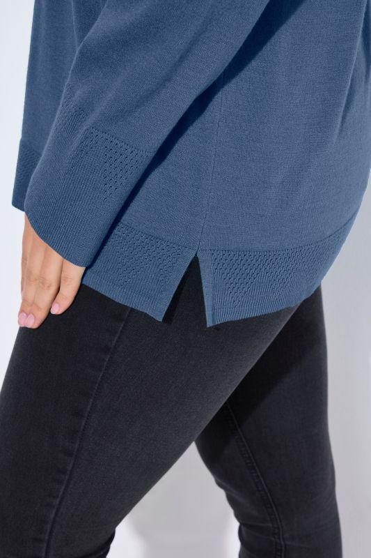 Turtleneck Ribbed Trim Long Sleeve Sweater