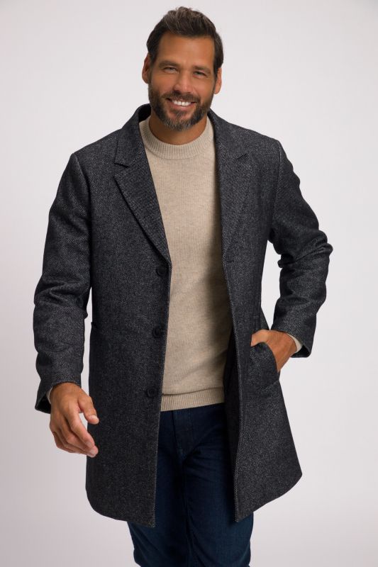 Coat, wool blend, quilted insert, lapel collar