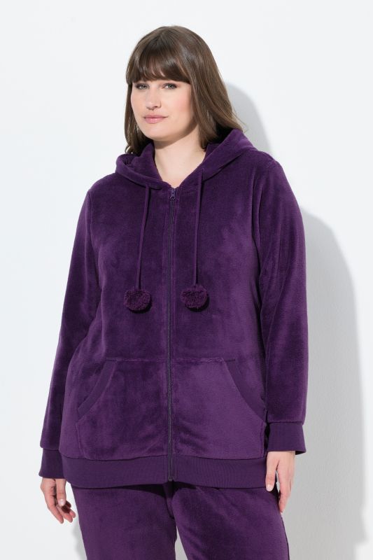 Fleece Zip Front Stretch Lounge Jacket
