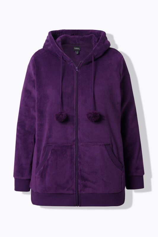 Fleece Zip Front Stretch Lounge Jacket