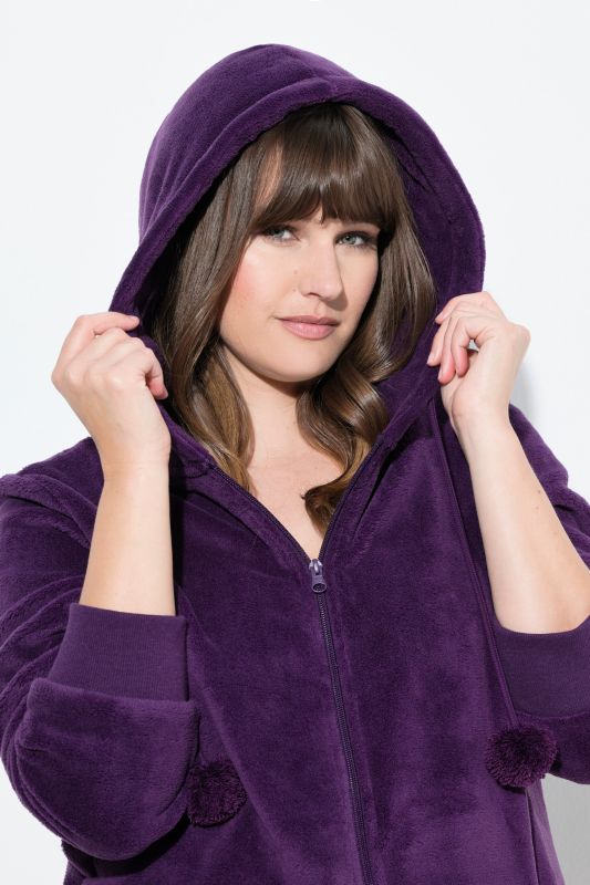 Fleece Zip Front Stretch Lounge Jacket