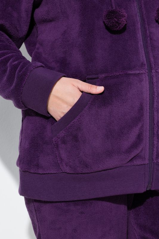 Fleece Zip Front Stretch Lounge Jacket