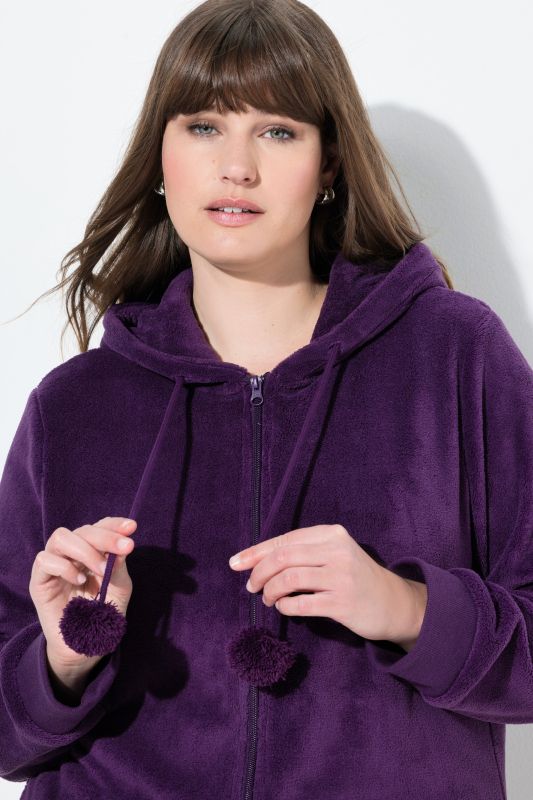 Fleece Zip Front Stretch Lounge Jacket