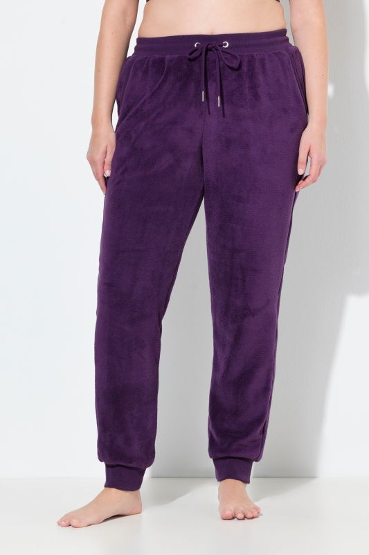 Fleece Tie Front Elastic Waist Stretch Lounge Pants