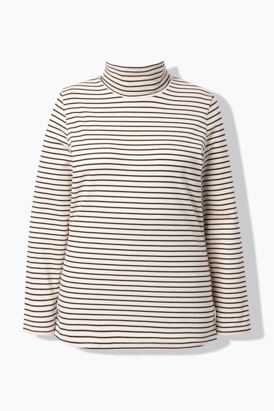 Eco Cotton Stripe Rib Knit Slim Fit Turtleneck