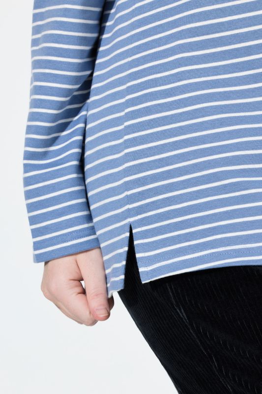 Eco Cotton Stripe Rib Knit Slim Fit Turtleneck