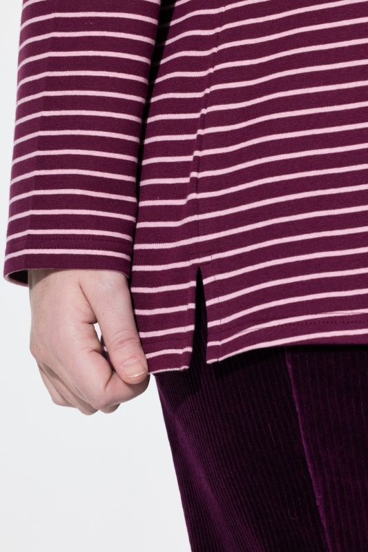 Eco Cotton Stripe Rib Knit Slim Fit Turtleneck