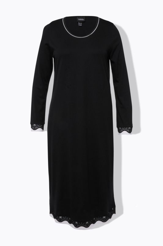 Lace Hem Contrast Trim Super Soft Knit Nightgown