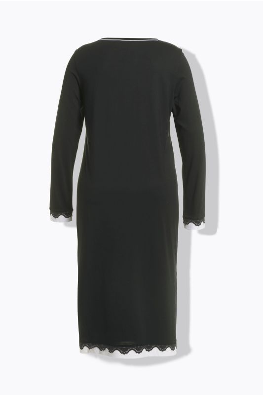 Lace Hem Contrast Trim Super Soft Knit Nightgown