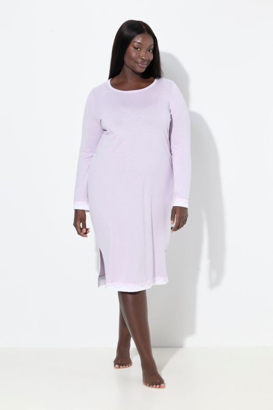 Lace Hem Contrast Trim Super Soft Knit Nightgown