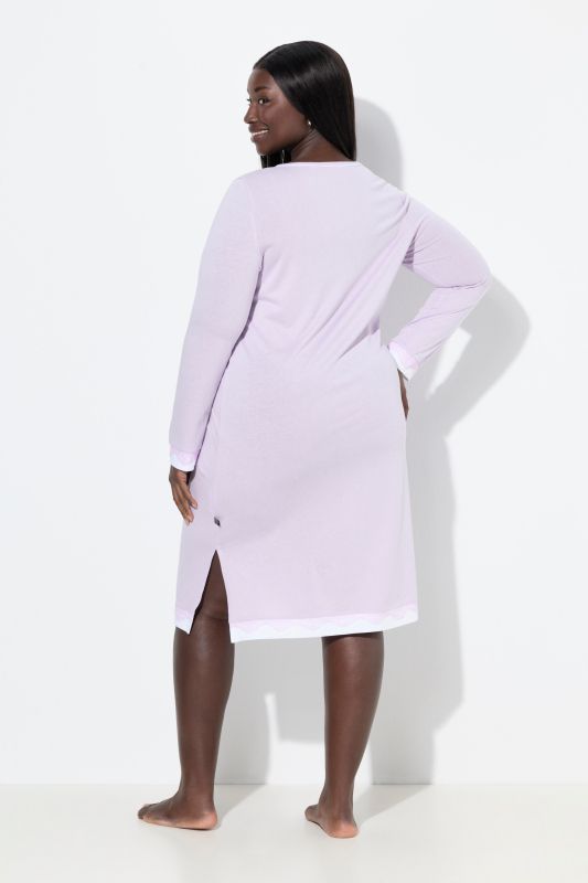 Lace Hem Contrast Trim Super Soft Knit Nightgown