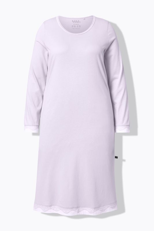 Lace Hem Contrast Trim Super Soft Knit Nightgown