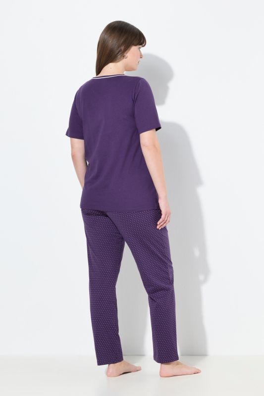 Dot Print Short Sleeve Pajama Set