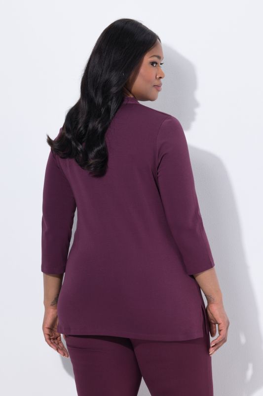 Pima Cotton Goblet Collar 3/4 Sleeve Tee