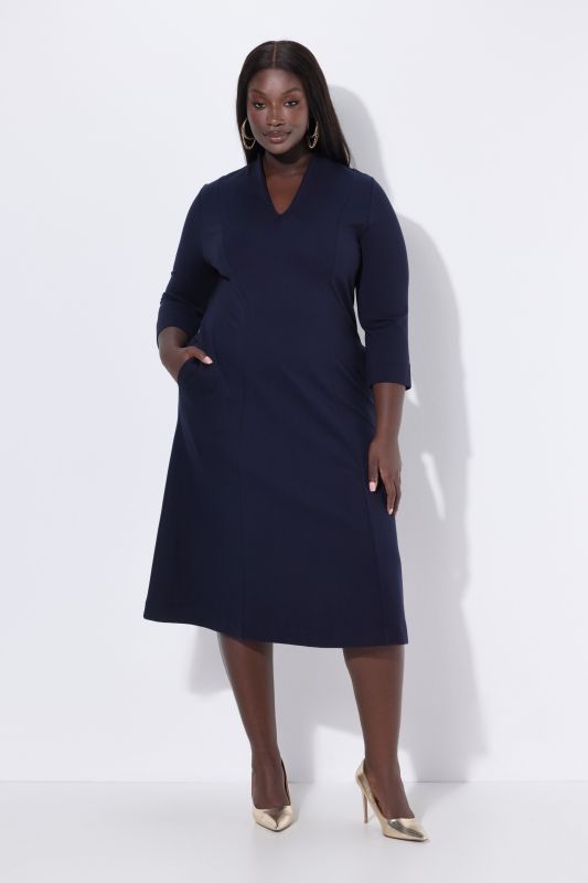 Goblet Collar 3/4 Sleeve Dress