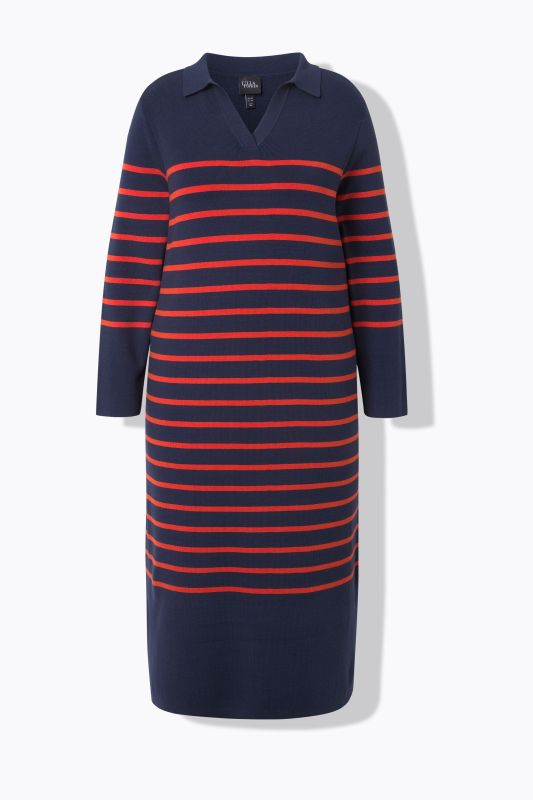 Breton Stripe Collared Knit Dress
