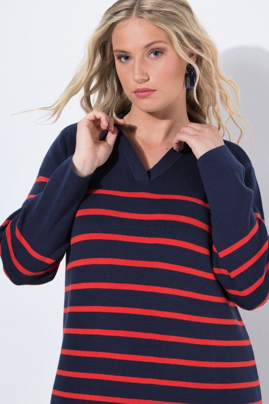 Breton Stripe Collared Knit Dress
