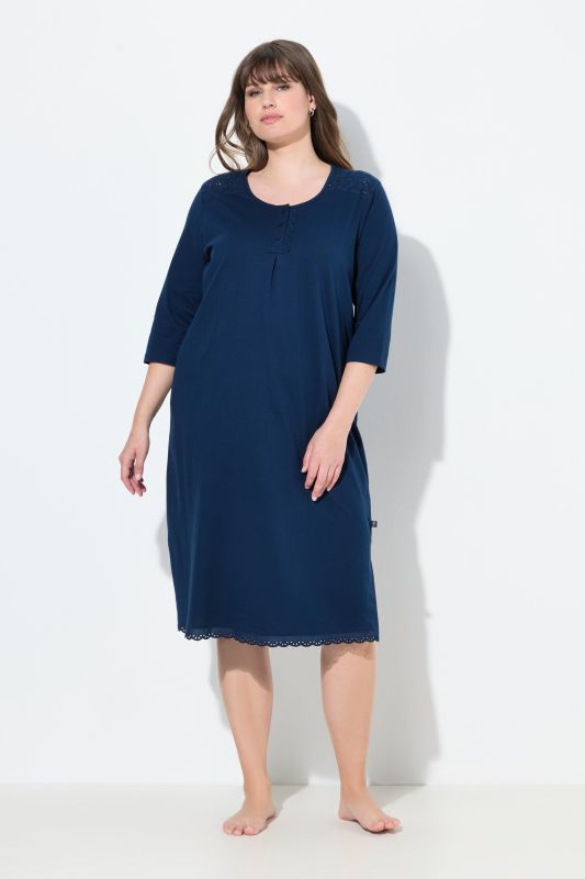 Broderie Anglaise Detail 3/4 Sleeve Nightgown