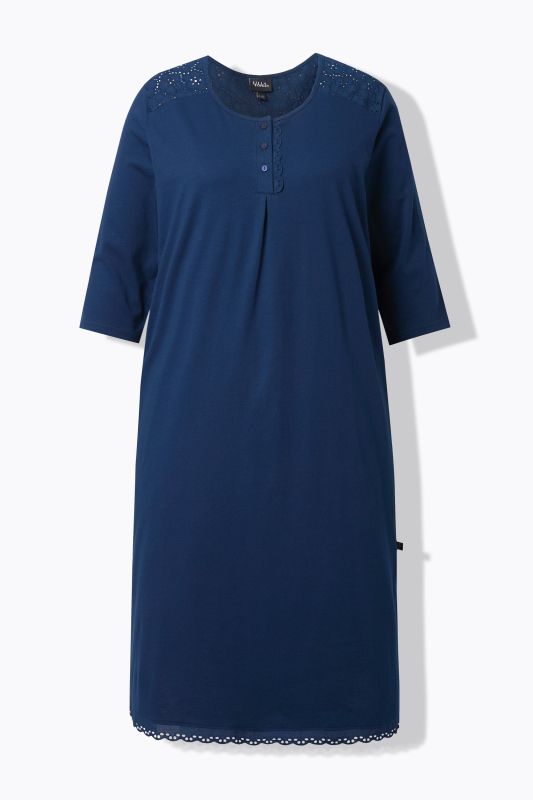 Broderie Anglaise Detail 3/4 Sleeve Nightgown
