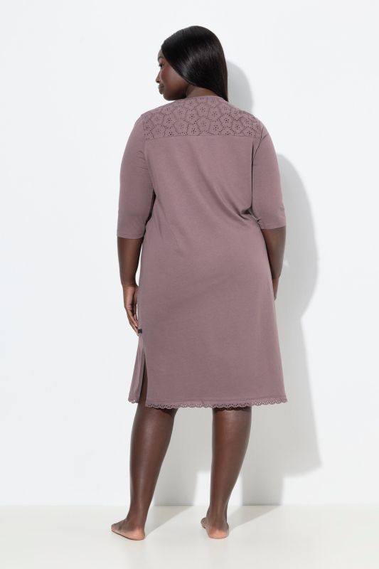 Broderie Anglaise Detail 3/4 Sleeve Nightgown