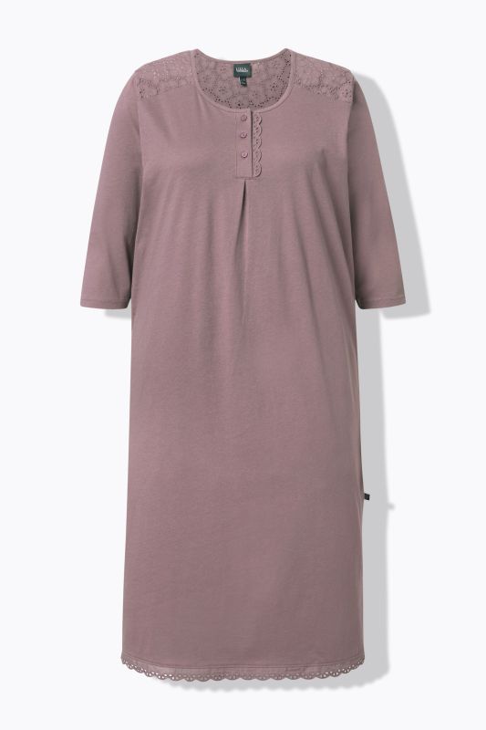 Broderie Anglaise Detail 3/4 Sleeve Nightgown