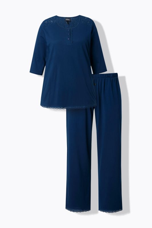 Broderie Anglaise Detail Pajama Set