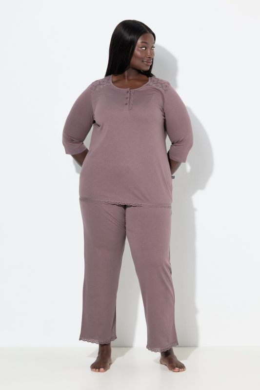 Broderie Anglaise Detail Pajama Set