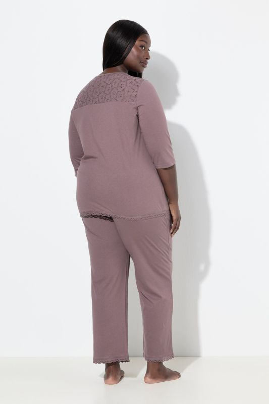 Broderie Anglaise Detail Pajama Set