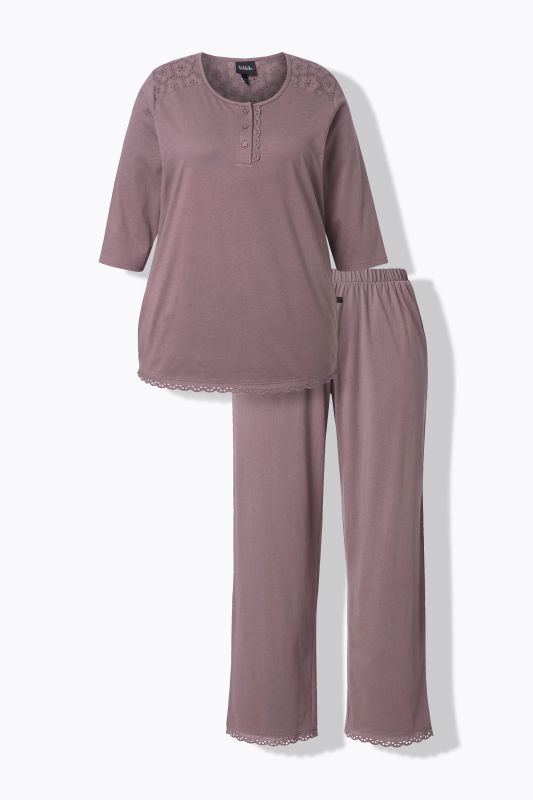 Broderie Anglaise Detail Pajama Set