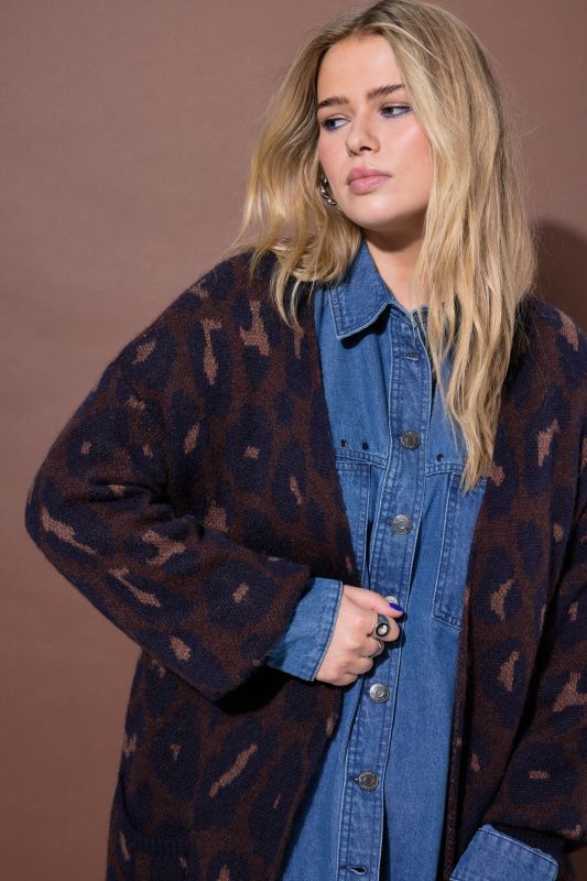 Sparkly Leopard Print Longline Cardigan