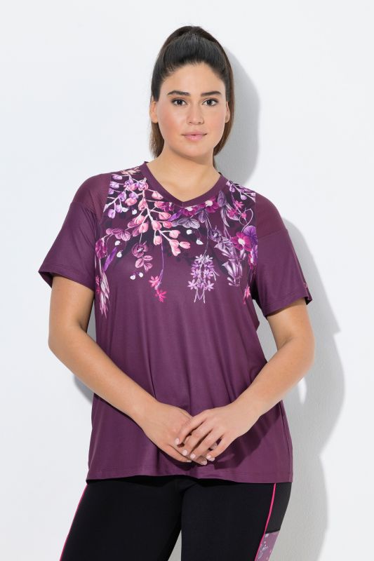 Quick Drying Floral Placement Print Performance Tee