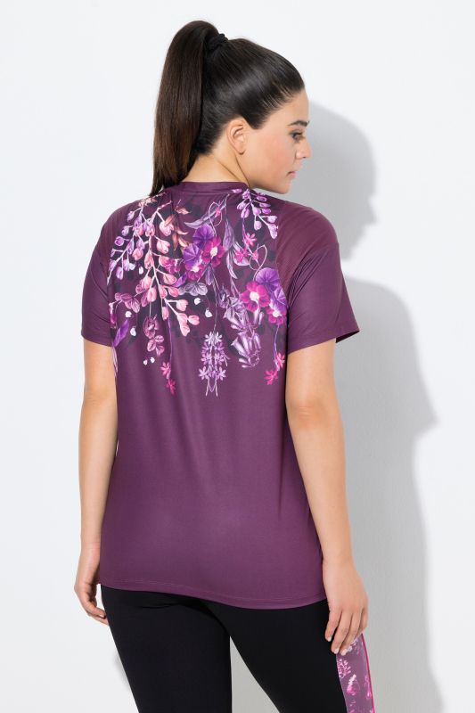 Quick Drying Floral Placement Print Performance Tee