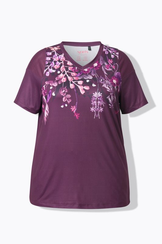 Quick Drying Floral Placement Print Performance Tee