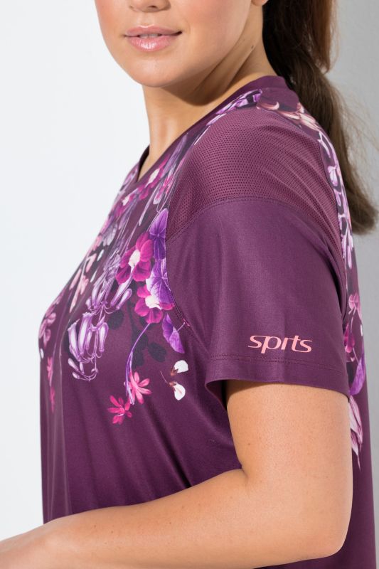 Quick Drying Floral Placement Print Performance Tee