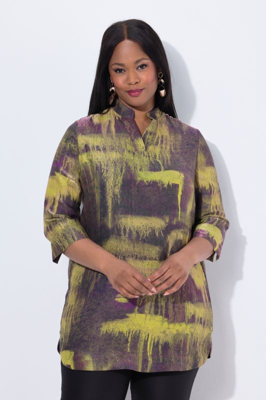 Abstract Print 3/4 Sleeve Tunic Blouse
