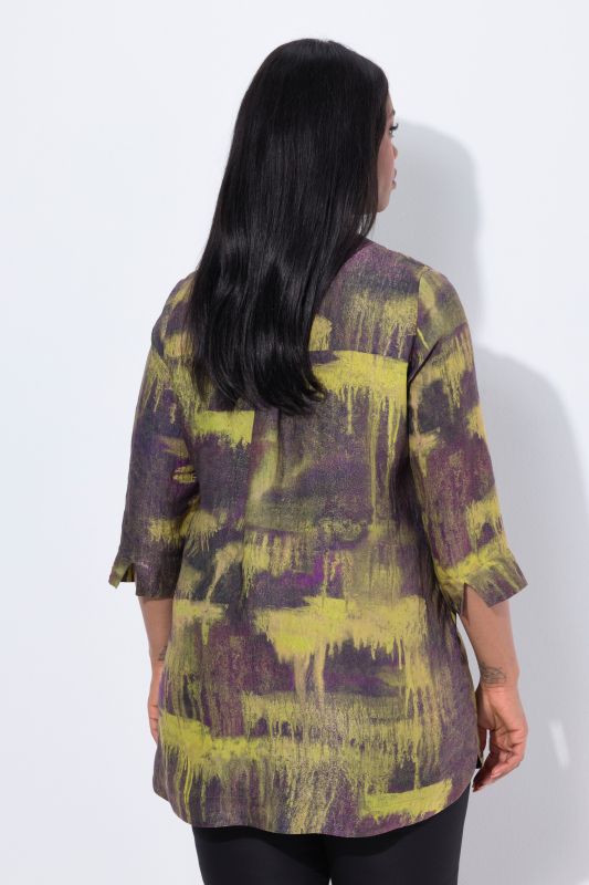 Abstract Print 3/4 Sleeve Tunic Blouse