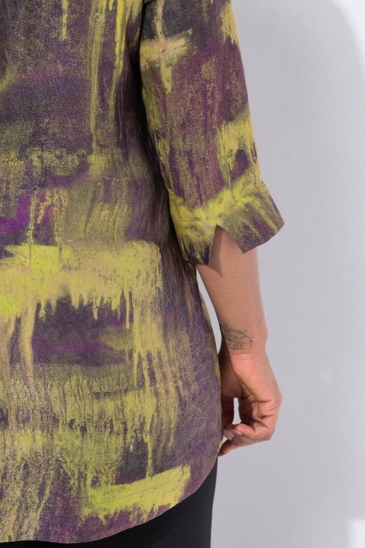 Abstract Print 3/4 Sleeve Tunic Blouse