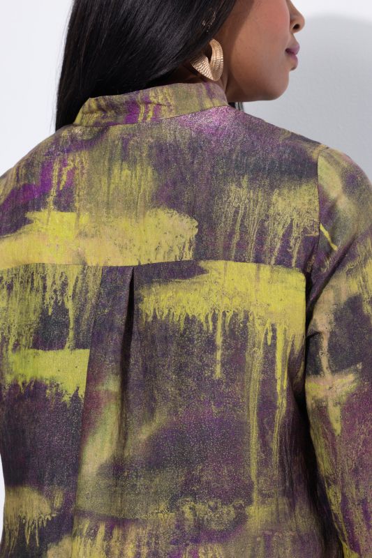 Abstract Print 3/4 Sleeve Tunic Blouse