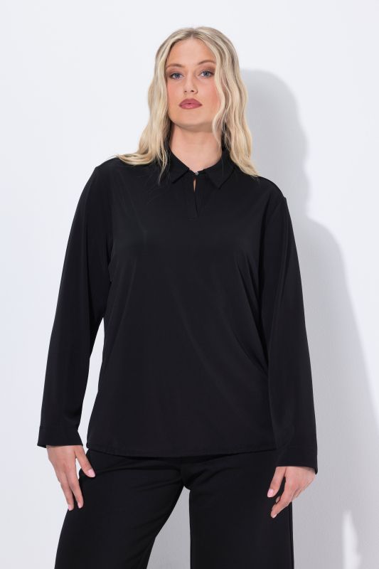 Elastic Hem Long Sleeve Blouse