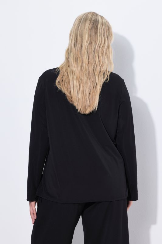 Elastic Hem Long Sleeve Blouse