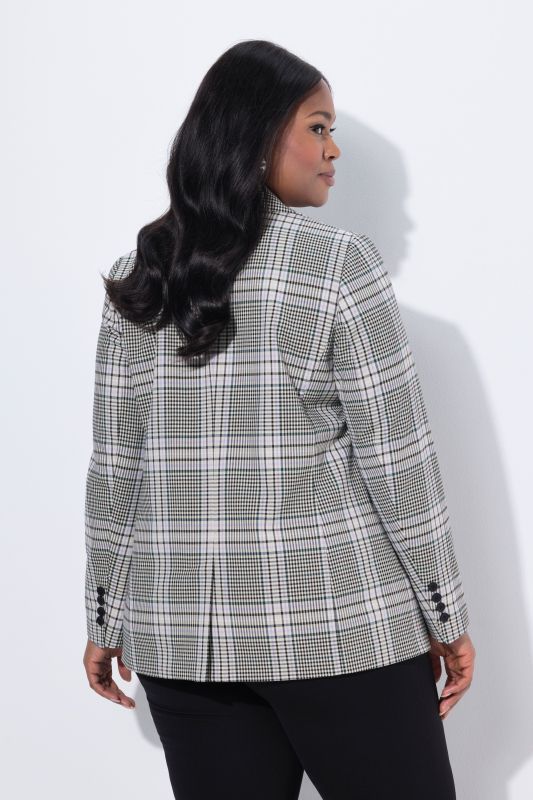 Checked Lapel Collar Blazer