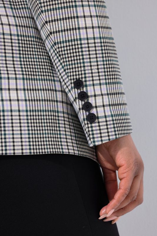 Checked Lapel Collar Blazer