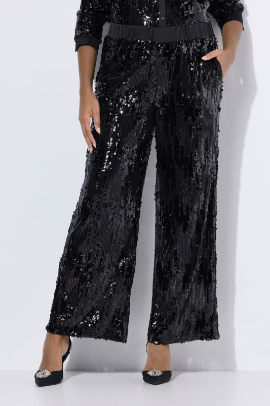 Sequined Elastic Waist Pants