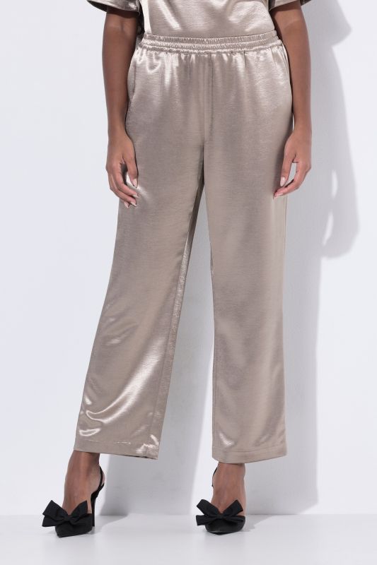 Metallic Satin Elastic Waist Pants