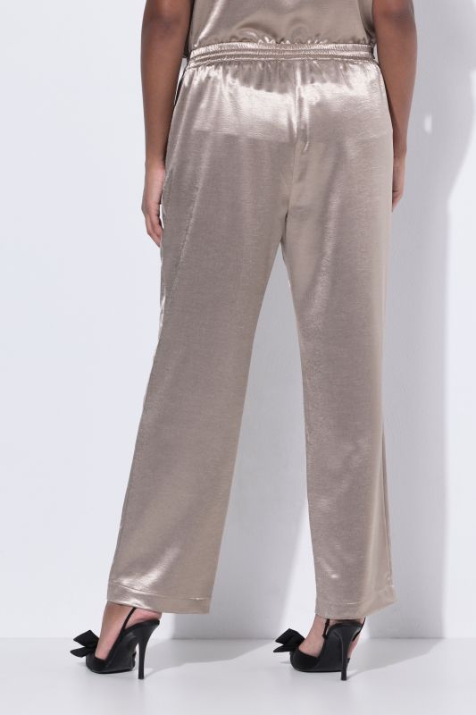 Metallic Satin Elastic Waist Pants