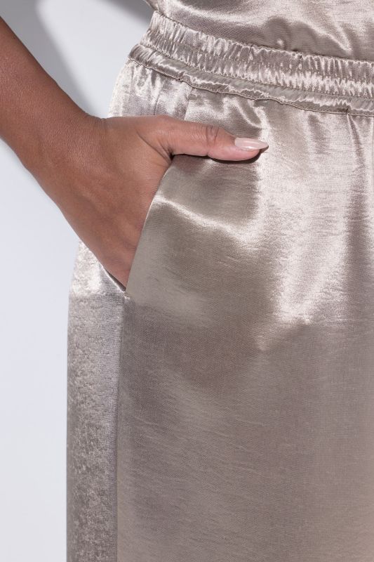 Metallic Satin Elastic Waist Pants