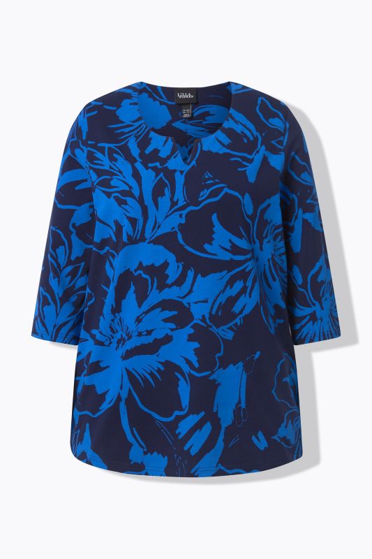 Posterized Floral 3/4 Sleeve Tee