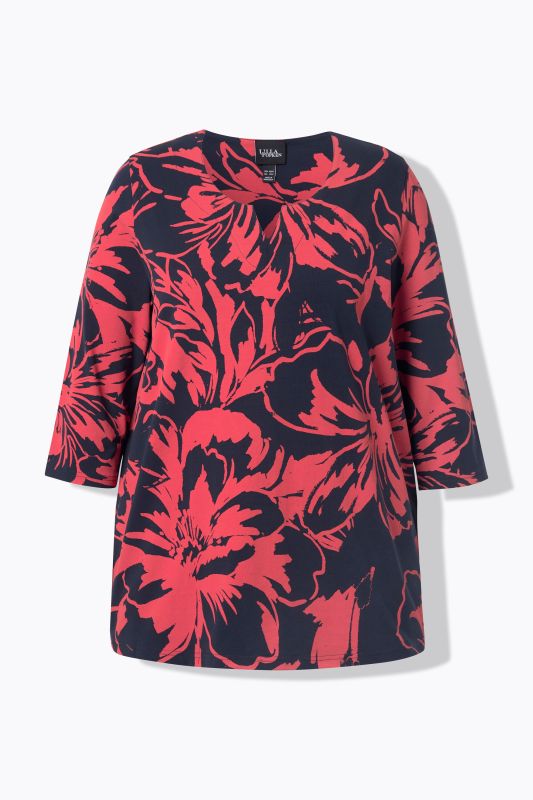 Posterized Floral 3/4 Sleeve Tee